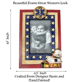 Urbalabs USA Flag EMT EMS Emergency Medical Team 4x6 Picture Frame Military Doctor Gifts Patriotic Picture Frame Decor Photo Frame Wall Hanging or Standing 4x6 Picture Frames United States US Flag