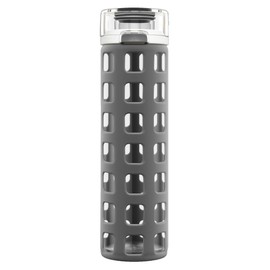 Ello Syndicate Glass Water Bottle with One-Touch Flip Lid, Grey , 20-ounce | Ello