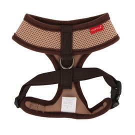 Puppia Soft Dog Harness No Choke Over-The-Head Triple Layered Breathable Mesh Adjustable Chest Belt and Quick-Release Buckle, Beige, Medium