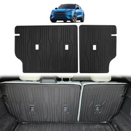 BestEvMod Vehicle Mat Cargo Liner Compatible with Mustang Mach E 2021-2025 Accessories Second Row Seats Back Protector Cover All Weather Pet Mat(Rear Seat Back Protector) 3 Openings