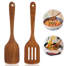 Pack of 2 Spatula Wood Dishwasher Safe Wooden Spatula Wooden Scraper Kitchen Utensil Wooden Cookware for Cooking, Kitchen, Restaurant