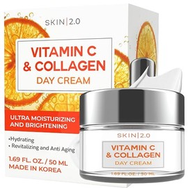 Skin 2.0 Hidratante Facial con Vitamina C y Colágeno - Probado por Dermatólogos, Antienvejecimiento, Reafirmante - Iluminador, Belleza Limpia, Libre d