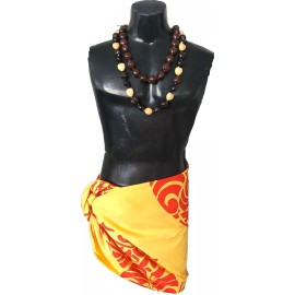 Unbranded Pareo Polynesian Hawaii Swimwear Cover Up Beach Sarong Lava ~ Red Yellow Ali'i