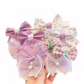 BLOOPIC Hair Rubber for Children, Hair Elastic Ribbon, Set of 10, Baby Hair Accessories, Hair Elastics, Hair Clips, For Kids, Stylish, Kids, Painless, Girls, Hair Ornaments, Colorful, Cute, Birthday