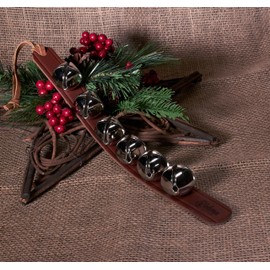 Nohma 6-Bell Leather Strap - Arctic Sleigh Bells Door Hanger for Dog Training & Puppy Behavior - Amish Handmade Quality (Brown - Sliver Bells)