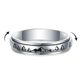 Senpotly 925 Sterling Silver Mountain Spinner Ring for Women Fidget Stress Relieving Rotatable Ring Keep Going Climbing Inspirational Ring Anxiety Relief Jewelry Gift (9)