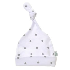 Ziggle Baby - Knotted Hat - Comfortable Stretch - Newborn Gift - Cosy Cuteness - Baby Essentials - 100% Cotton - 0 to 6 Months - White with Grey