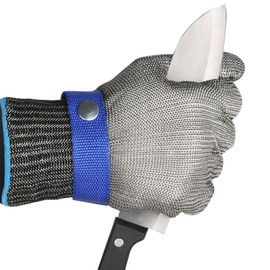 GENMAI SOEASY Blade-Proof Gloves, Anti-Cut Gloves, Anti-Cut, Work Gloves, For Cooking, Disaster Prevention, Stainless Steel Mesh Protective Gloves, For Both Left and Right Use, Cotton Gloves Included