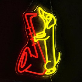 Virlusy Dachshund Neon Sign for Wall Decor - Dimmable Saxophone Led Light Sign for Bedroom, Bar, Pet Shop, Man Cave - Dog Theme Party Decoration Gift for Dog Lovers
