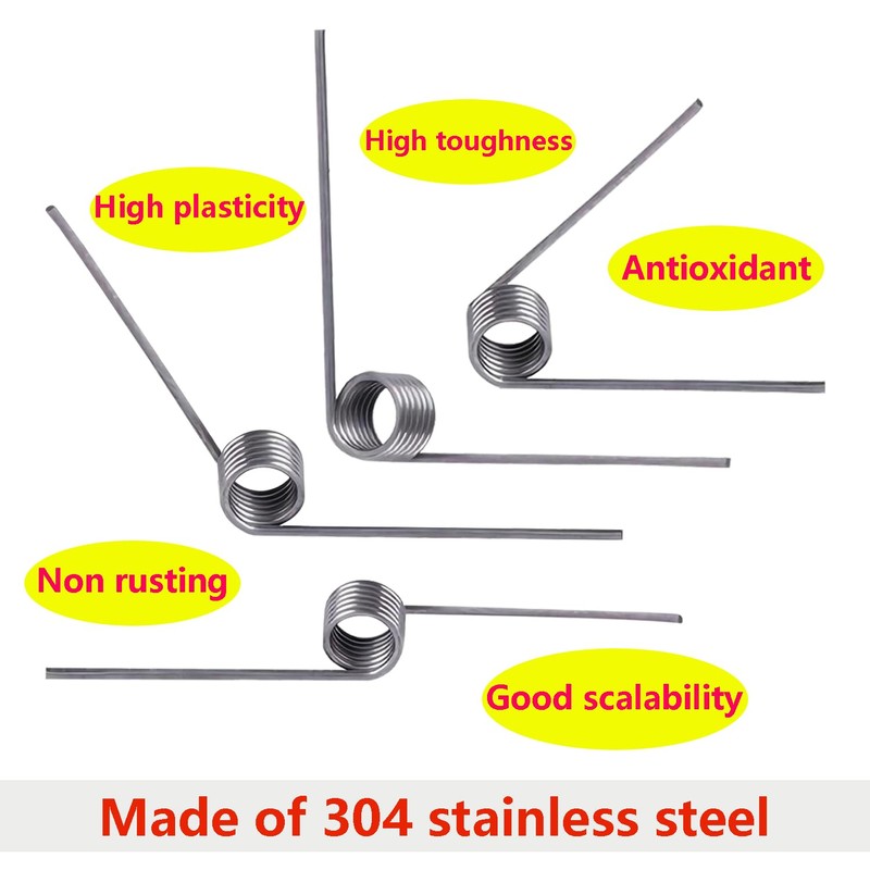 Qrity 10pcs 304 Stainless Steel Small Torsion Spring, Straight Torsion
