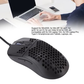 Pro Wired Gaming Mouse - 12000 DPI, Honeycomb Shell, RGB Backlight, 6 Lighting Effect Modes, Ultra Lightweight, USB Type C Ergonomic Gaming Mouse(Black)