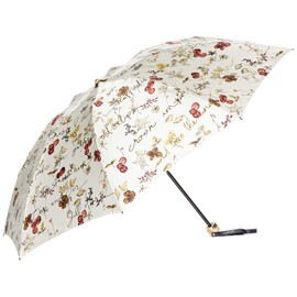 Jill Stuart AURORA JI-17731-31 Women's Botanical Foil Letter Print Satin Carbon 8-Rib Folding Umbrella, orange