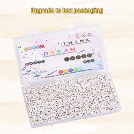 Xilitata 600Pcs Number Beads Gold Number White Round Beads 4x7mm for Friendship Bracelet Making Jewelry Making Kit