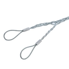 KATSU Cable Pulling Grip Socks for 25-37mm Cable, 800mm Length Twin Hook Galvanized Steel Anti-Slip Cable Wire Traction Sleeve Flexible Mesh Puller Rope Cable Sock