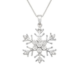 Hdiamonds Sterling-Silver 1/10CTTW White Diamond Snowflake Necklace