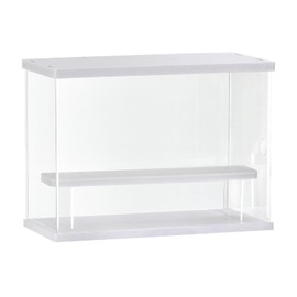 MECCANIXITY Clear Acrylic Display Case with LED Light 1 Tier Dustproof Showcase Assemble Cube Storage Boxes Stand for Collectibles, Action Figures (12.6x4.92x8.86) White