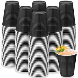 Kochorie 200 Pack Black Disposable Plastic Cups 12 Ounce Drinking Party Cups Bulk Party Cups for Wedding Birthday Graduation Christmas Parties, Picnics Events