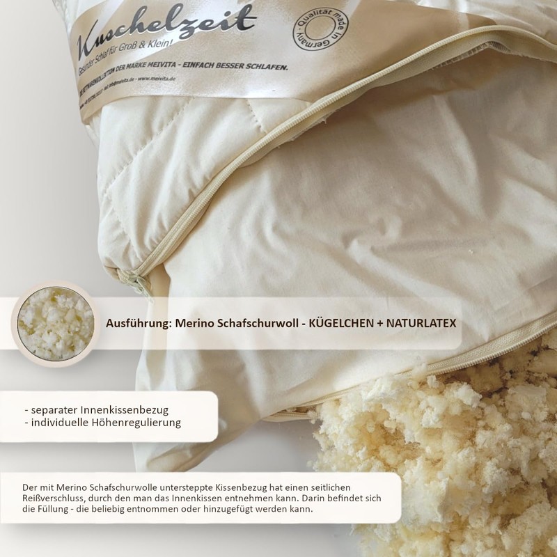 Merino Pillow in 40 x 80 cm with Natural Latex