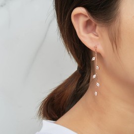 Philip Jones Rose Gold Plated Leaf Dangle Earrings Created with Zircondia® Crystals