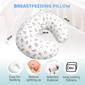 LAT Nursing Pillow and Positioner,Best for Mom Breastfeeding Pillow,100% Cotton Soft Fits Snug On Infant (Plant)