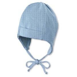 Sterntaler Baby Boys Hat Baby Organic Cotton Hat – Baby Cap Children – Plain Cotton with Tie – Blue, lightblue