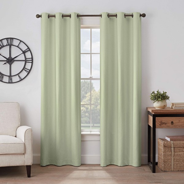 ECLIPSE Gabriella Grommet Top Curtains for Bedroom, Single Panel, 40" x 84", Sage