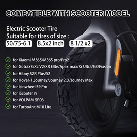 50/75-6.1 Off-road Solid Tire, 8 1/2 x2 Scooter tire, 8.5x2 Scooter Tubeless Solid Tire, for Gotrax GXL V2/XR/APEX Xiaomi M365/M365 Pro/Pro 2/1S/ 3/3 Lite Scooter (2 Pack) (A)