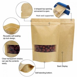 10-200x Stand Up Bag Kraft Paper Seal Packaging Window Zip Lock Pouch Sealing AU