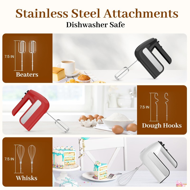 5-Speed Electric Hand Mixer, 800W Handheld Mixer with Turbo for