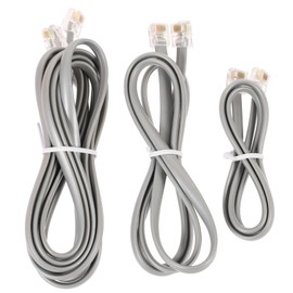 KICHOUSE 3pcs Telephone Extension Cord Kit Flat Wire Wear-Resistant High-Performance Phone Cords for Landline Modem Fax Machine Pc
