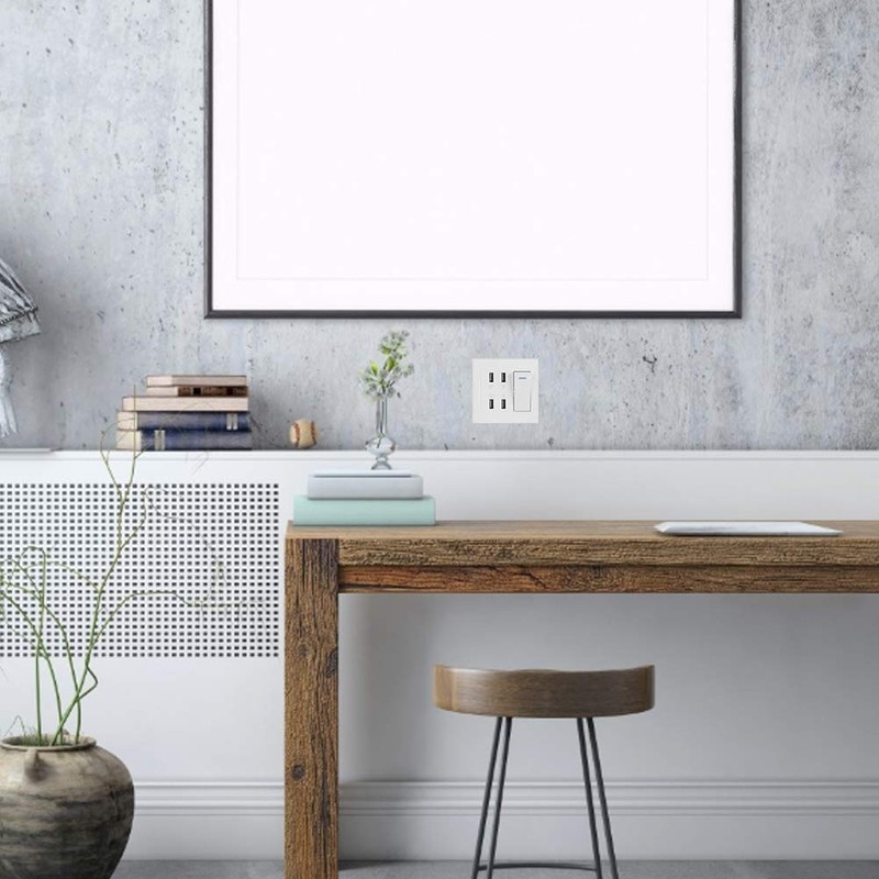 Fdit USB Wall Mounted Socket Intelligent Charger Outlet Panel Tool