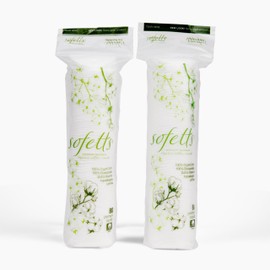 Sofetts 100% Organic Cottons Rounds - Premium Cotton Pads for Face, Makeup Removal, Personal Care - Hypoallergenic - GOTS Certified - Pack of 2 (160 Count)