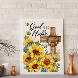 Sunflower Diamond Painting Kits for Adults Beginners - Cross Diamond Art Kits for Adults, Full Drill DIY 5D Diamond Painting Christ Religion Gem Art Painting Crafts Projects for Adults 12x16 in