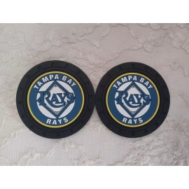 UNIVERSAL COASTERS 2PC SILICONE CAR AUTO CUP HOLDER INSERTS TAMPA BAY RAYS
