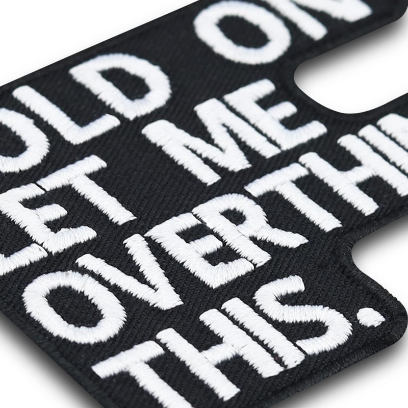 "HOLD ON - let me overthink this" heavy metal iron-on