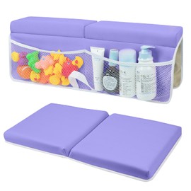 Baby Bath Kneeler and Elbow Rest Pad Set,Soft and Comfortable with 4 Toy Storage Bags,Non Slip and Quick Drying Thick Bath Kneeler and Elbow Rest Pad Set,Ideal Bath Kneeling Pad for Bathing Baby