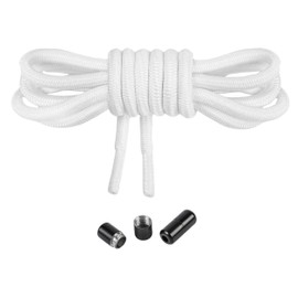 Mount Swiss - Elastic Shoelaces with Metal Capsules Laces without Tying Quick Lacing System - 120 cm Can Be Shortened Individually - With Capsules for Trainers,, White
