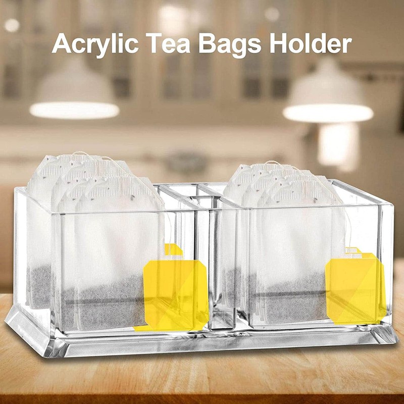 Yakri Small Acrylic Tea Bags Holder Coffee Sugar Bag Case