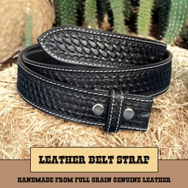 DANIEL'S ARTPLANET Western Leather Belt Strap for Men Handmade Cowboy Full Grain One Piece Leather Engraved Tooled 1.5”, Black, 30