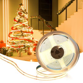 Muzata 16.4FT/5M 320LED/m High Density COB LED Strip Lights DC24V 3000K Spotless Warm White fit LED Channel U1SW U108 U103 Light Strip SH3L(Power Adapter not Included)