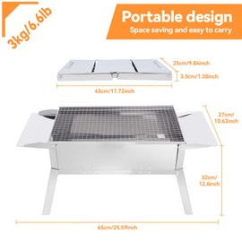 FIRINER Foldable Portable Charcoal Grill, Small Compact Outdoor BBQ Grill for Camping, Backyard, Balcony, Beach, Travel Outdoor Cooking(17.7x9.8 Inch)