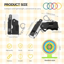 Rubber Band Shooter Toy Rubber Band Launcher with Keychain for Shooting Game Outdoor Activities (Black)