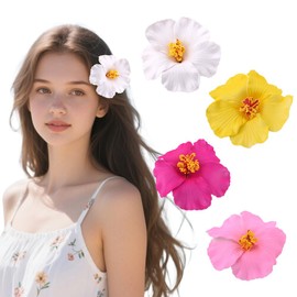 Hawaiian Plumeria Flower Hair Clips Barrettes Boho Hair Clips for Girls Women Hawaii Flower Hair Clip Artificial Flower Hair Accessories for Women Wedding Summer Vacation Beach Party 4Pcs