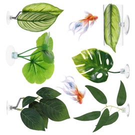 6Pcs Betta Leaf Hammock Fish Toys Set,Betta Fish Tank Decorations Plastic Plants with Acrylic Tube Tunnel for Betta Fish Tank Decorations Aquarium Hideout with Spare Suction Cups for Resting Breeding