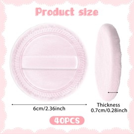 40 Pcs Cotton Powder Puffs Washable 2.36 Inch Round Makeup Powder Puff Pads with Ribbon White Round Cosmetic Face-Powder Make up Puffs Beauty Makeup Tools for Women