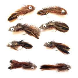 8 Brown Matuka Sculpins with Big Eyes 8 Flies 2 of Each Size, 4, 6, 8, and 10