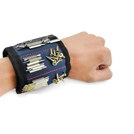 AALlyn Portable DIY Nylon Wrist Tool, 5-in-1 Magnetic Multifunctional Wristband – Ideal Assistant for Woodworkers, Electricians, Builder, Masons, and Mechanics (Blue)