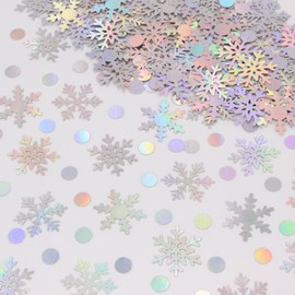 Blopee Snowflake Confetti - 290 PCS Iridescent for Winter Wonderland Decorations, Shaped Glitter Christmas Table Decorations