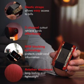 ROSSM Wallet Minimalist RFID Blocking Front Pocket - Matte Red