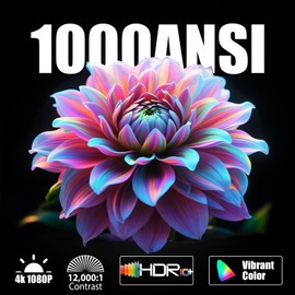 Pryznal 1000 ANSI Projector 4K WiFi Outdoor, Ultra-Bright Portable Movie Projector with Bluetooth, Home Theater Camping Daytime Backyard Entertainment